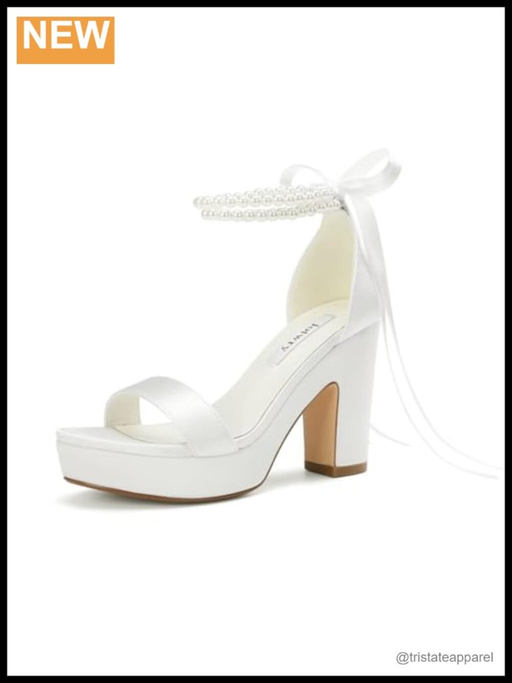 Pearl Platform Heeled Sandals Satin